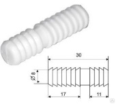 Шкант 417 пластиковый, D=8 мм, H=30 мм, белый