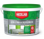 Краска акриловая для стен и потолков белая матовая влагостойкая  14 кг Neolab